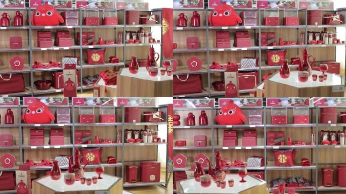 新年货架结婚喜庆红色商品商超超市商店喜品