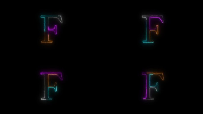 霓虹字母F带alpha通道，霓虹字母和字母，霓虹灯，照明