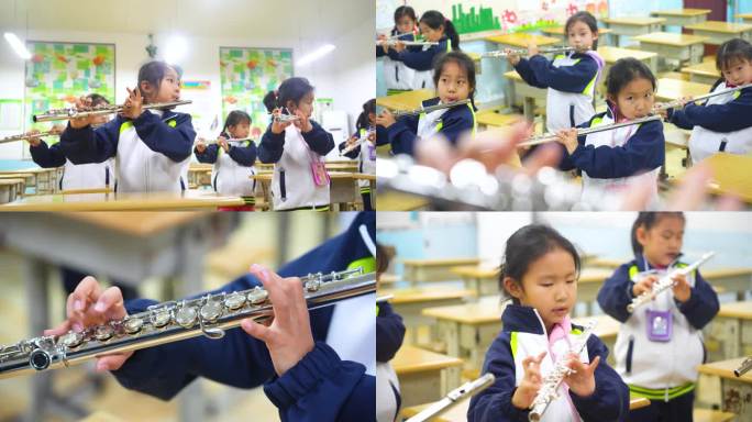 学习长笛的孩子们，学音乐