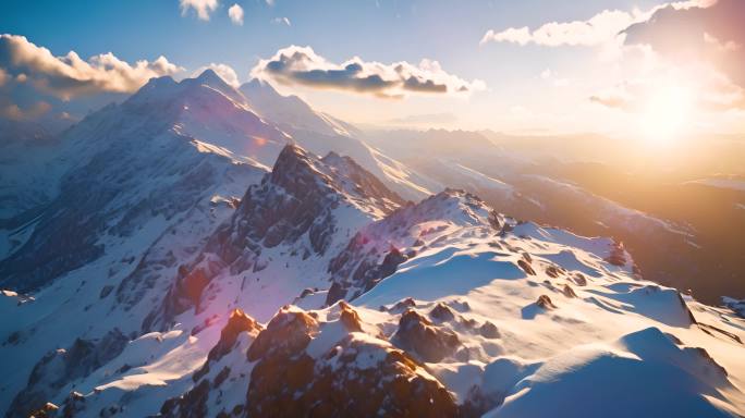 大气唯美雪山空镜