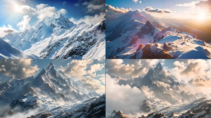 大气唯美雪山空镜