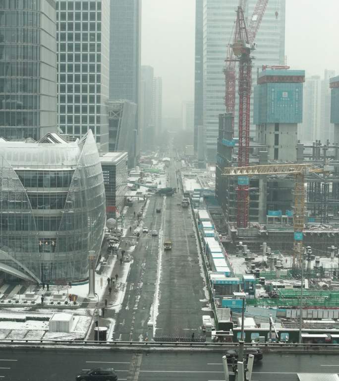 北京cbd城市雪景
