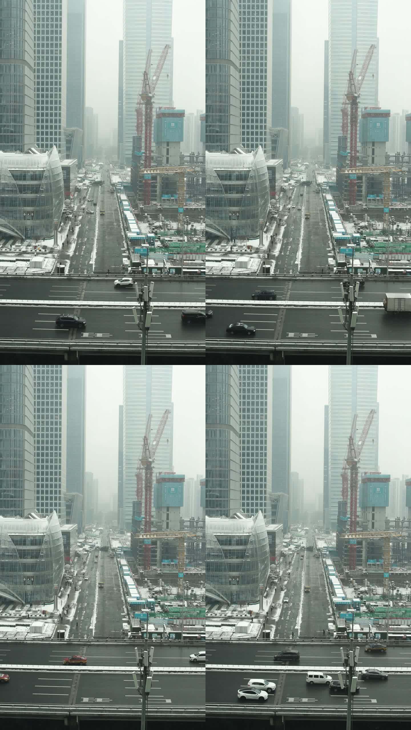 北京cbd城市雪景