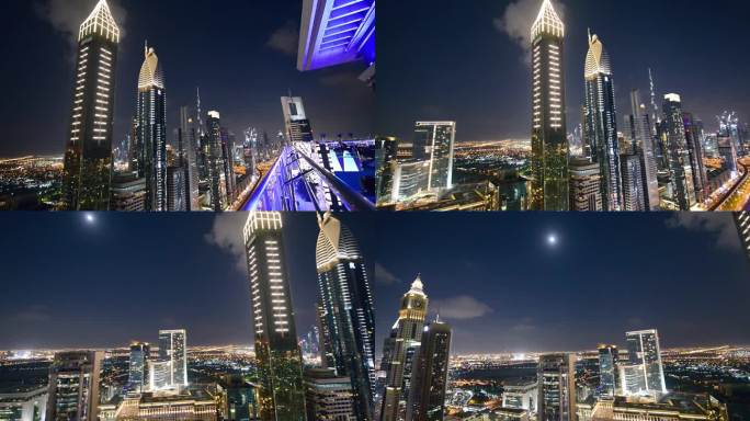 2016年12月12日，阿联酋迪拜:航拍迪拜市中心的摩天大楼