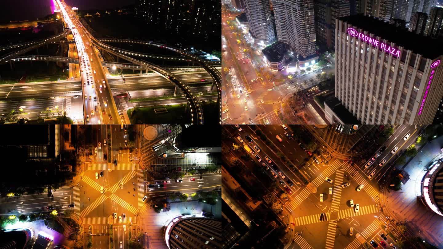 杭州城市汽车车流延时夜景风景视频素材