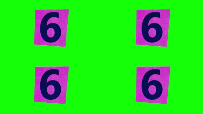 带有数字6的紫色纸在alpha通道上的定格动画中展开和皱褶