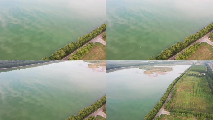 山东济南：玉清湖湖天一色碧水蓝天