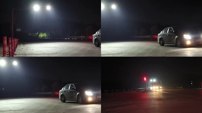 夜晚晚上路口车流红绿灯倒计时斑马线过马路