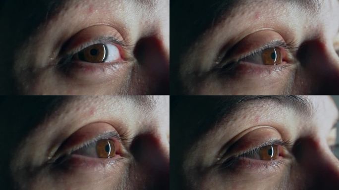 在广角，视网膜凝视相机拍摄的人眼球的极端微距特写