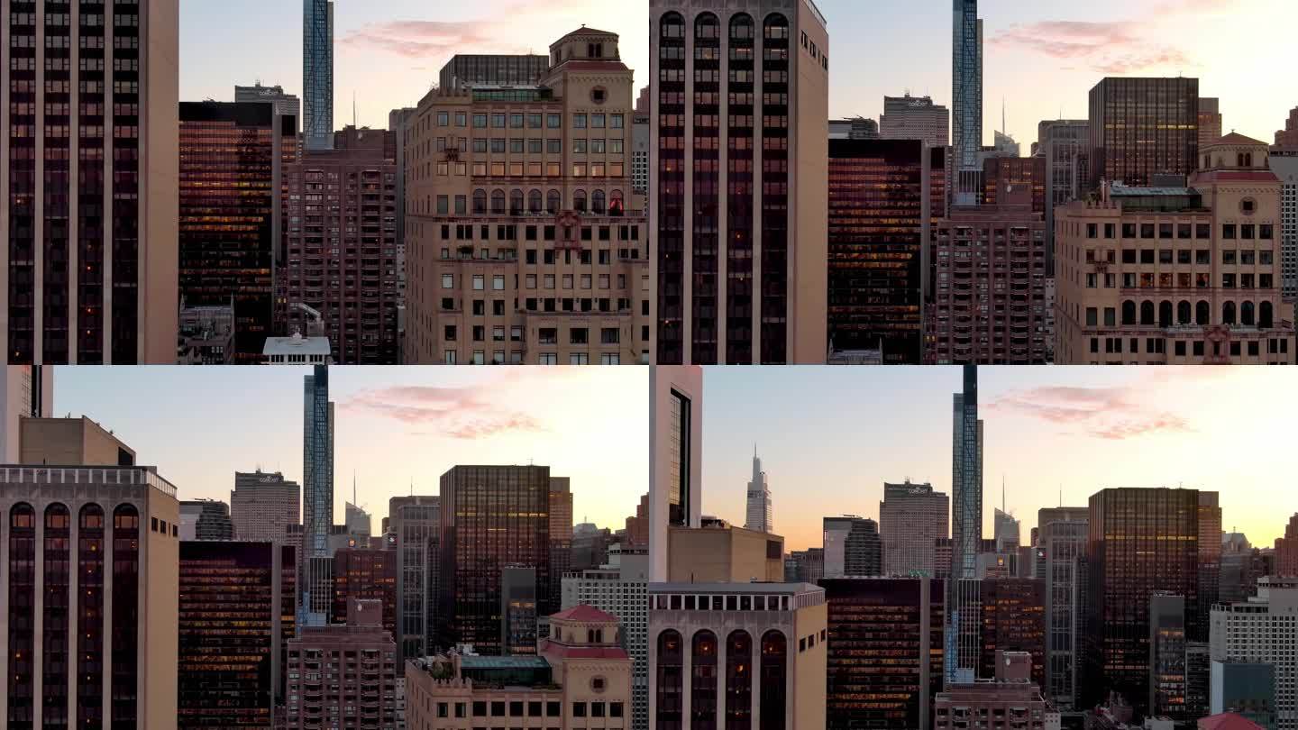 城市航拍纽约曼哈顿中城亿万富翁街摩天大楼