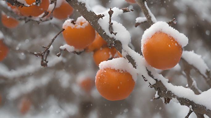 指头上的柿子积雪