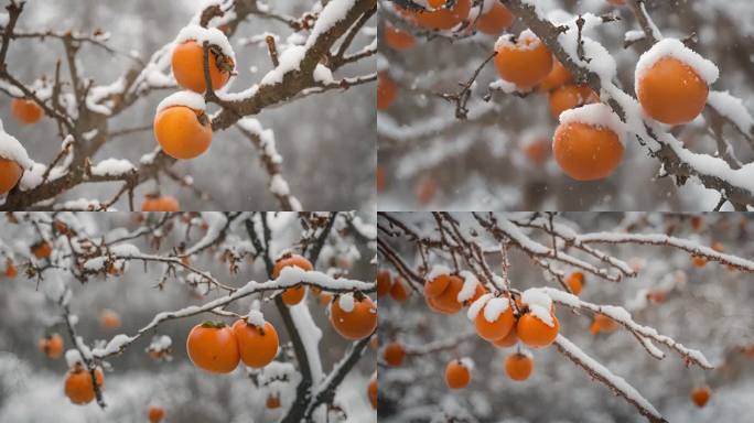 指头上的柿子积雪