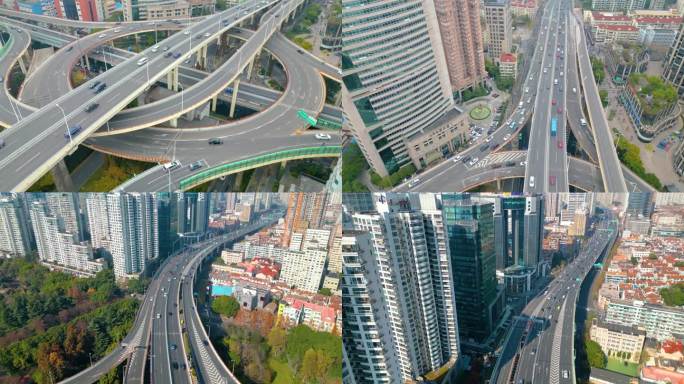 上海市黄浦区鲁班路立交桥车流风景视频素材