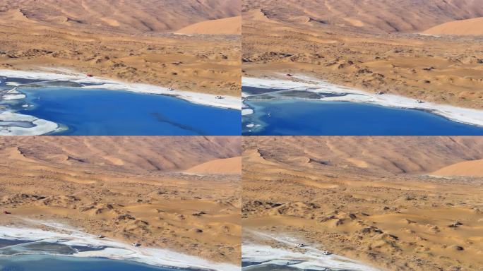 4k航拍越野车穿越巴丹吉林沙漠巴丹湖