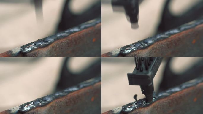 焊接后用锤清除钢渣或钢渣