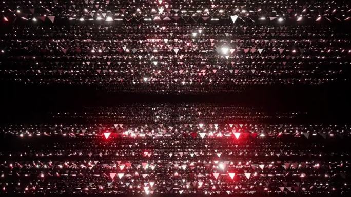 紫红色粒子奖励叠加循环背景3d渲染。奢华的红色粒子不断向前移动，金色的圆点闪烁，是颁奖典礼、婚礼、电