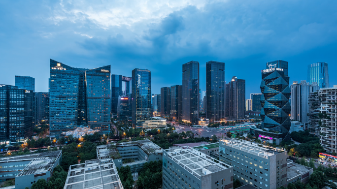 成都天府软件园夜景延时