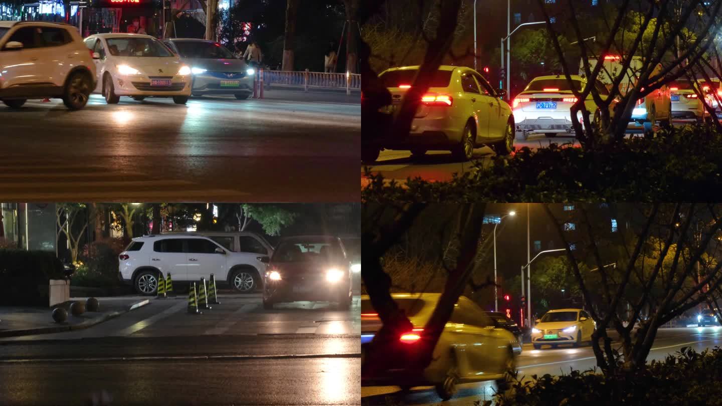 夜晚城市马路汽车车辆车流夜景视频素材9