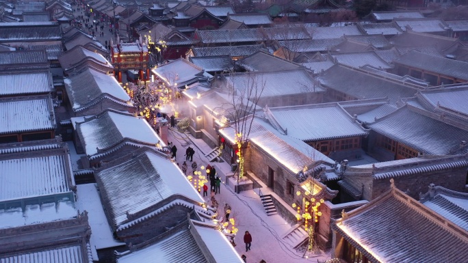 大同古城东南邑雪景航拍