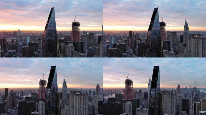 航拍纽约曼哈顿53W53摩天大楼天际线