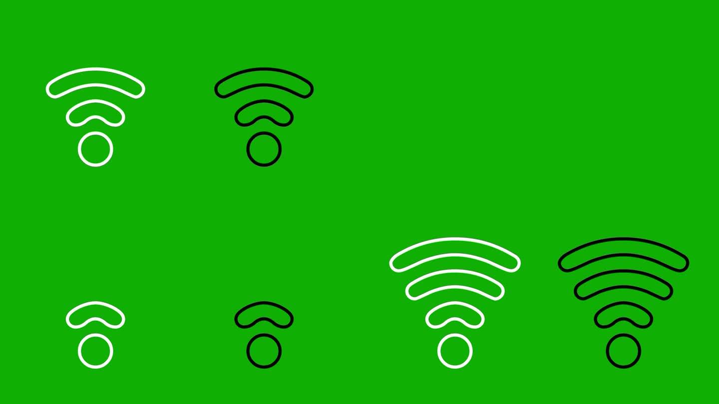 数字WIFI信号运动图形与绿色屏幕背景