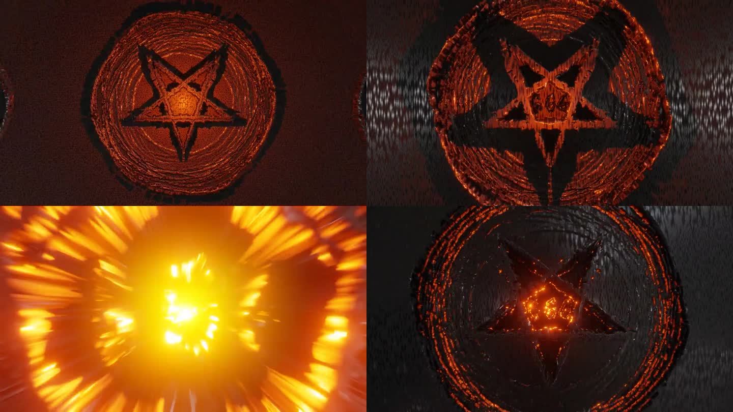 五角星巫术星神秘神秘的精神和黑魔法符号。五角星霓虹护身符撒旦五角星