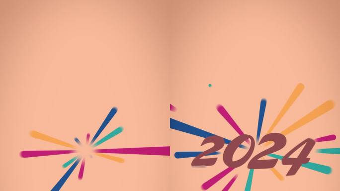 垂直视频-新年2024烟花动画-现代趋势2024调色板