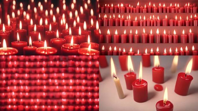 燃烧的红色蜡烛祈福