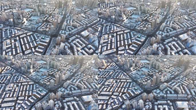 4K原素材-天津雪景，和平区全景