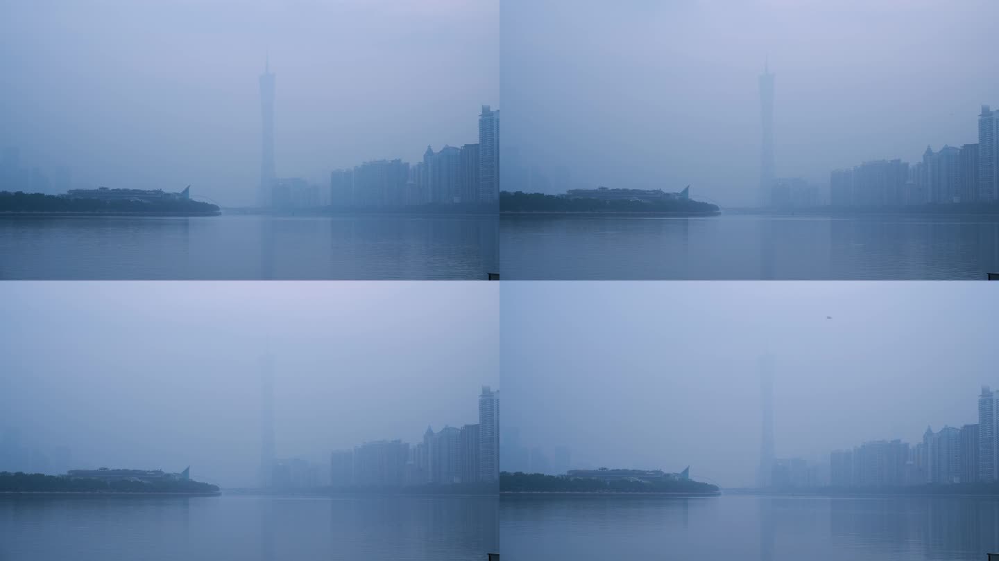 雾天广州珠江延时广州雾霾天气起雾珠江新城