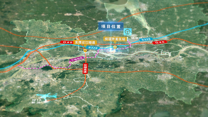 江苏南京地图扬州镇江交界路网机场过江隧道