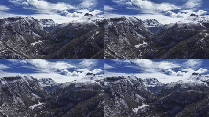 雪后的川西贡嘎山乡上城子村高山森林雪景