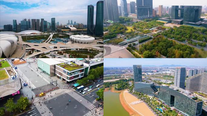 浙江杭州城市风景视频素材航拍