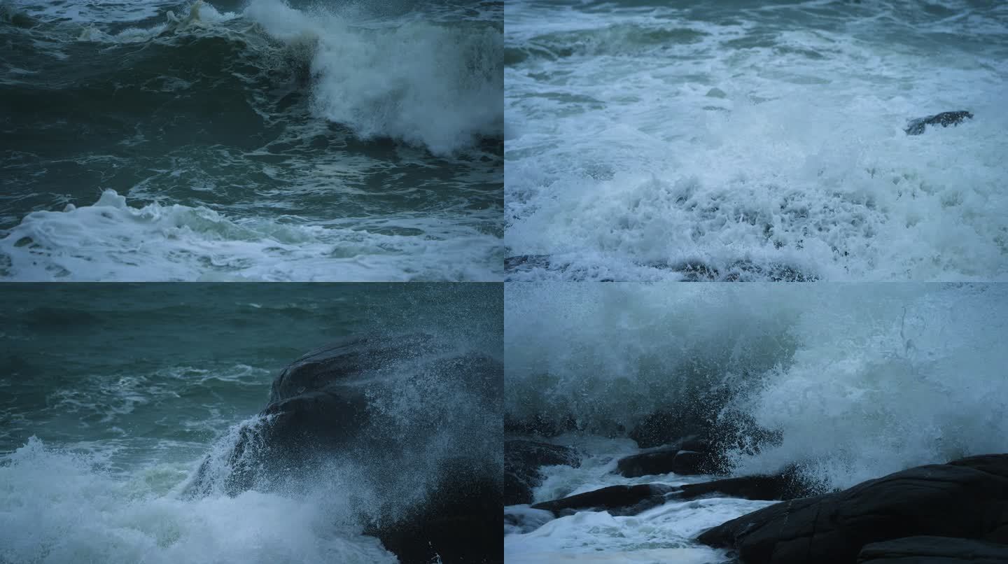 海岸浪花飞溅-高速摄影