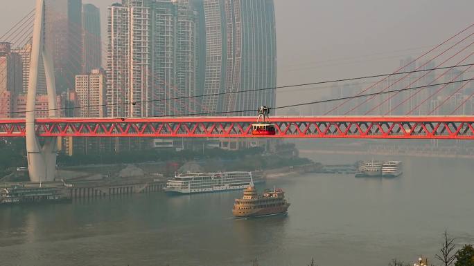 过江索道实拍视频