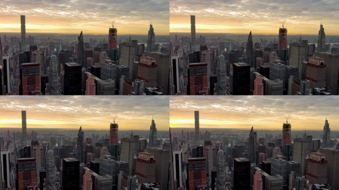 城市航拍纽约曼哈顿亿万富翁街摩天大楼