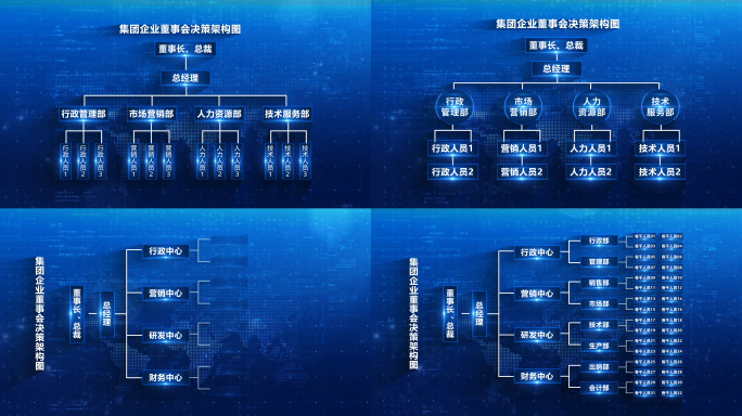 五大蓝色科技组织架构 AE模板