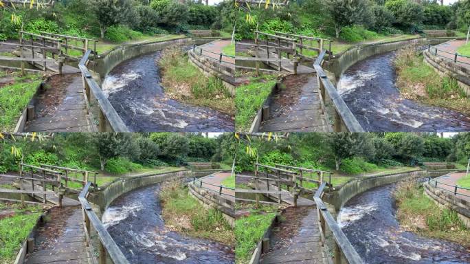 雨水混凝土河道，河道行人道和过桥