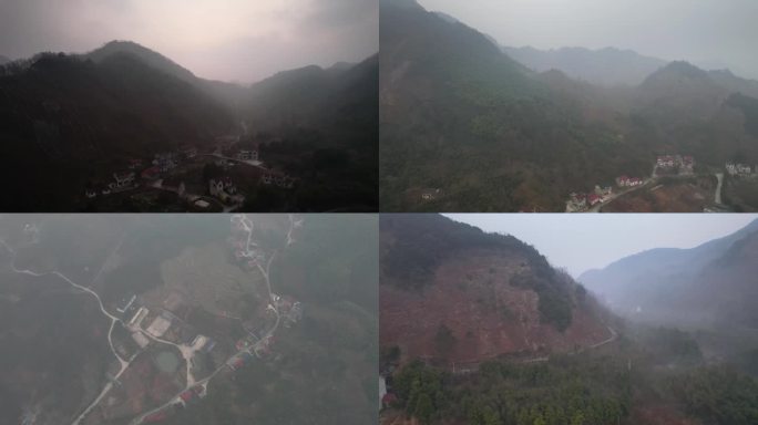 航拍安徽宁国万家乡吴越古道入口