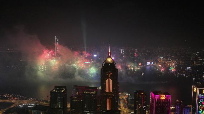 2024香港跨年烟花航拍5.1k视频