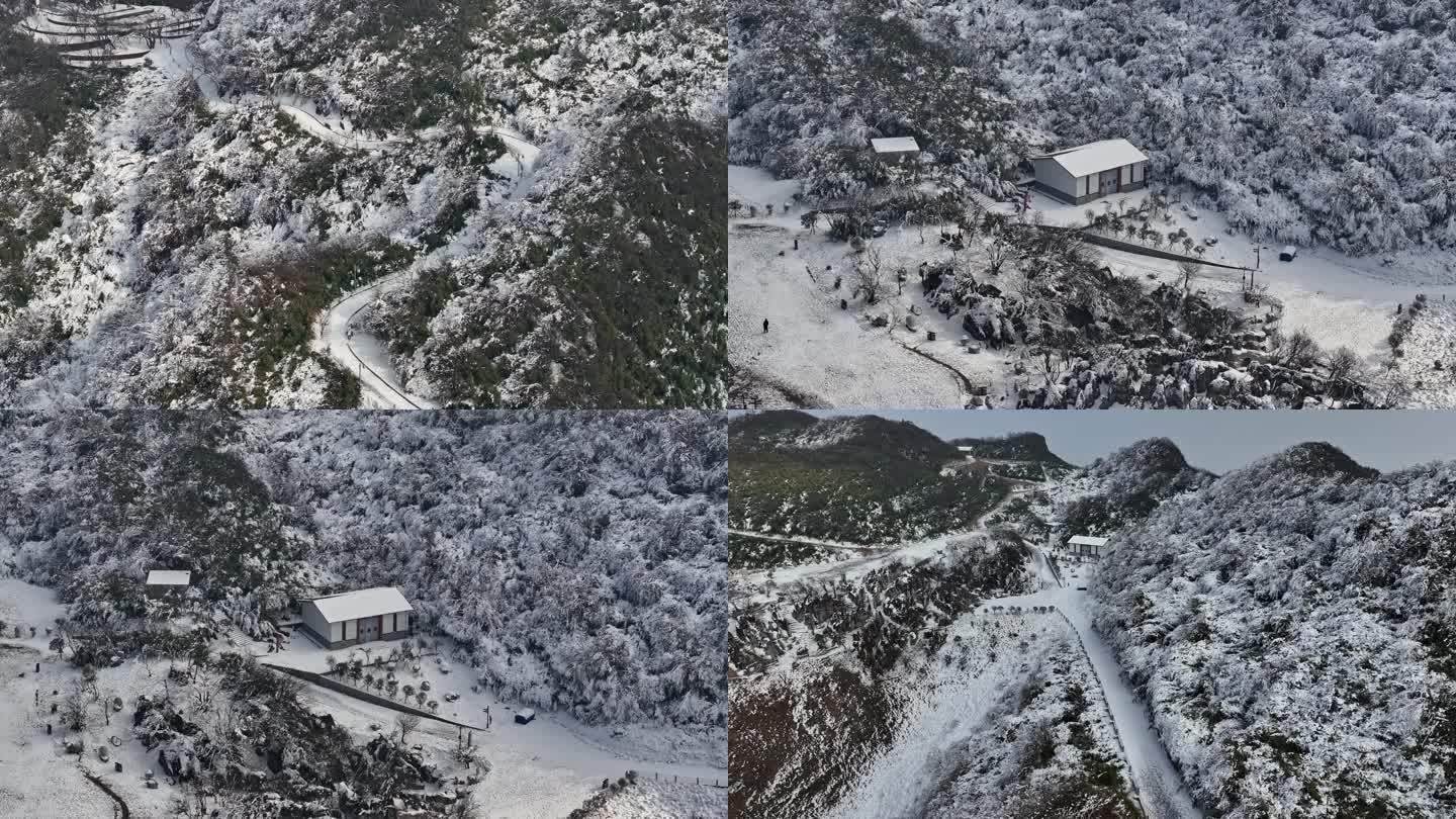 重庆武隆仙女山蓝天湖森林自然雪景航拍