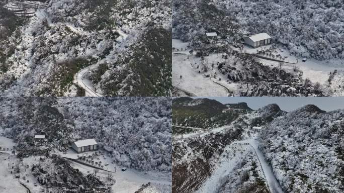 重庆武隆仙女山蓝天湖森林自然雪景航拍