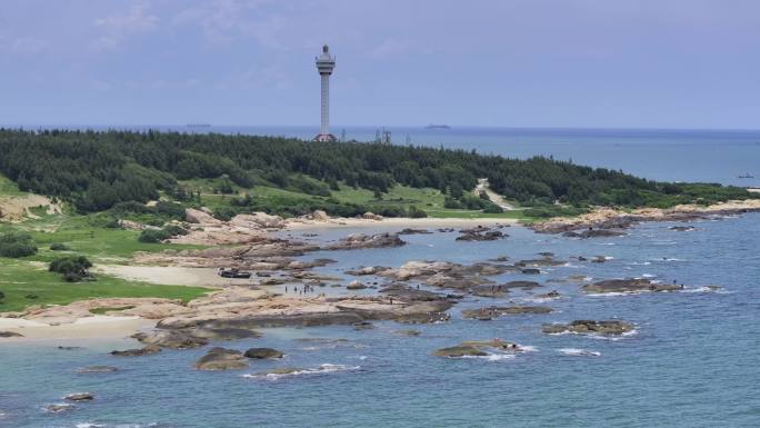 海南海口木兰湾海岸线航拍沙滩礁石海礁