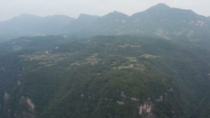 高山峡谷群山悬崖自然风景航拍