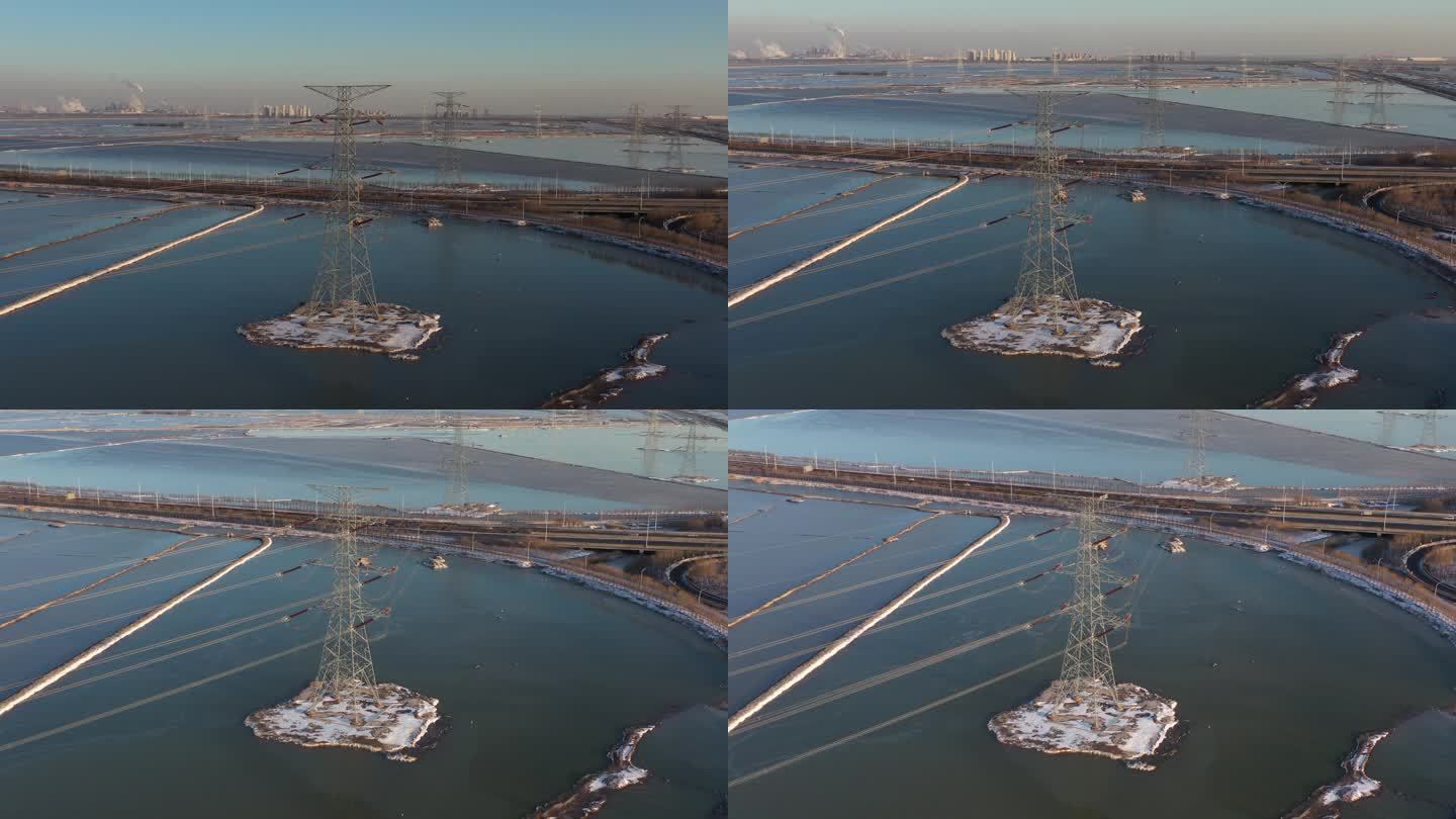 4K原素材-航拍国家电网高压线铁塔