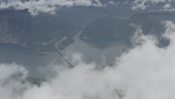 都江堰云华山紫坪铺水库云海航拍