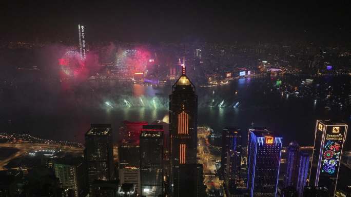 2024香港跨年烟花航拍5.1k视频