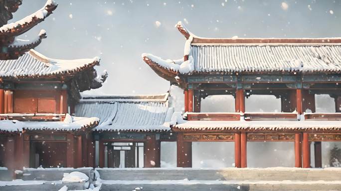 中国古建筑  唯美雪景