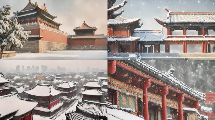 中国古建筑  唯美雪景