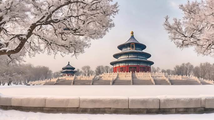 古风雪景 皇宫雪景  古韵建筑